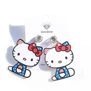 Hello Kitty Patriotic Earrings for Pierced Ears Fashion Kawaii Sanrio